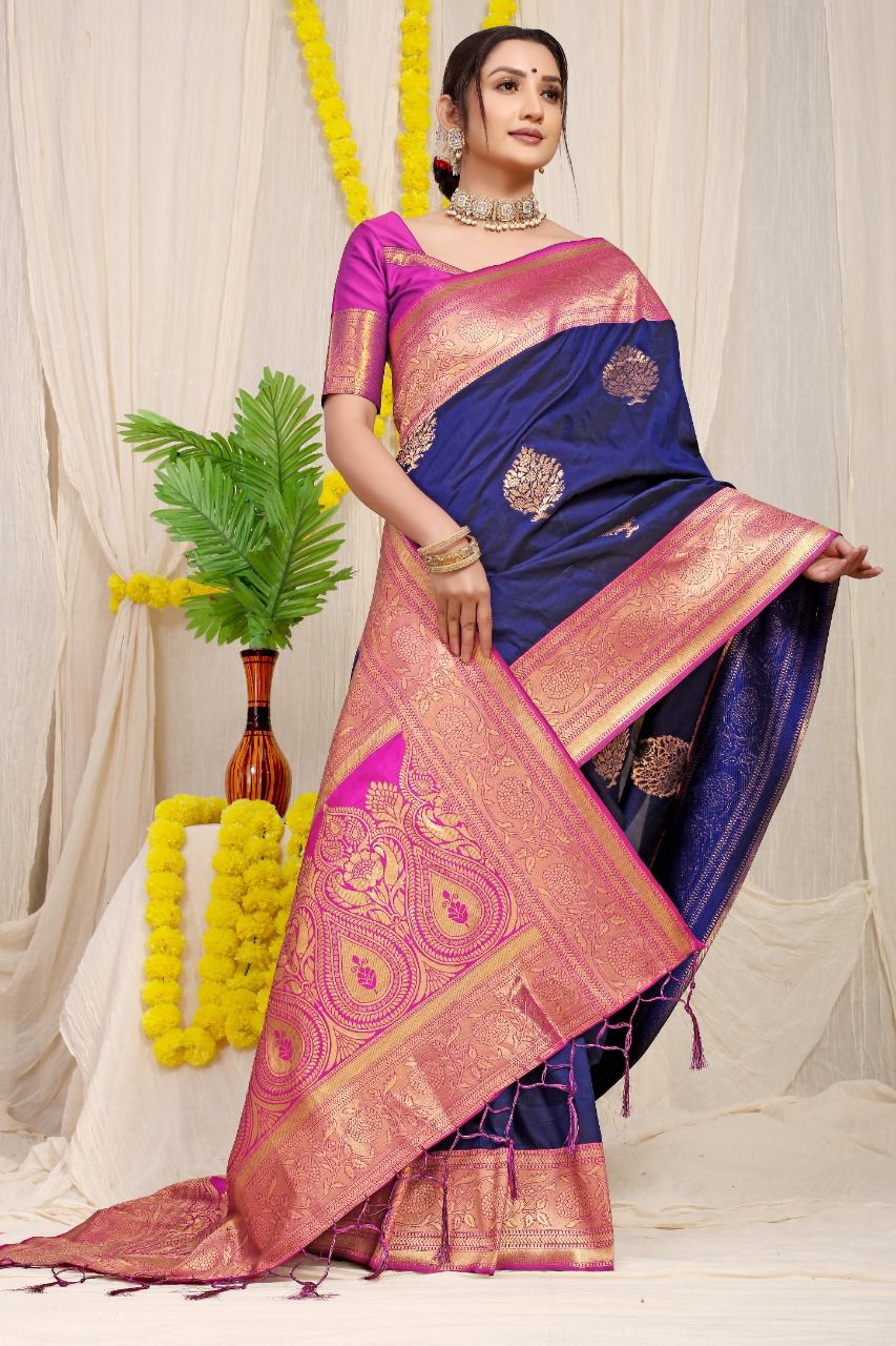 Pure silk handloom saree with Pure copper Jari  work