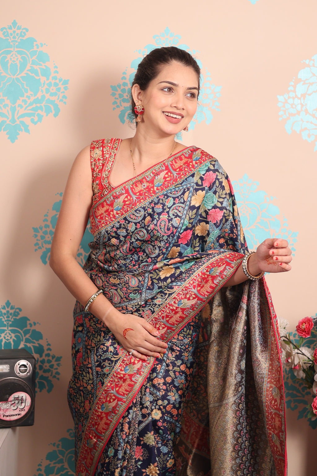 Pure viscos silk position pashmina saree with Pure Jari weaving work with blouse piece&nbsp;