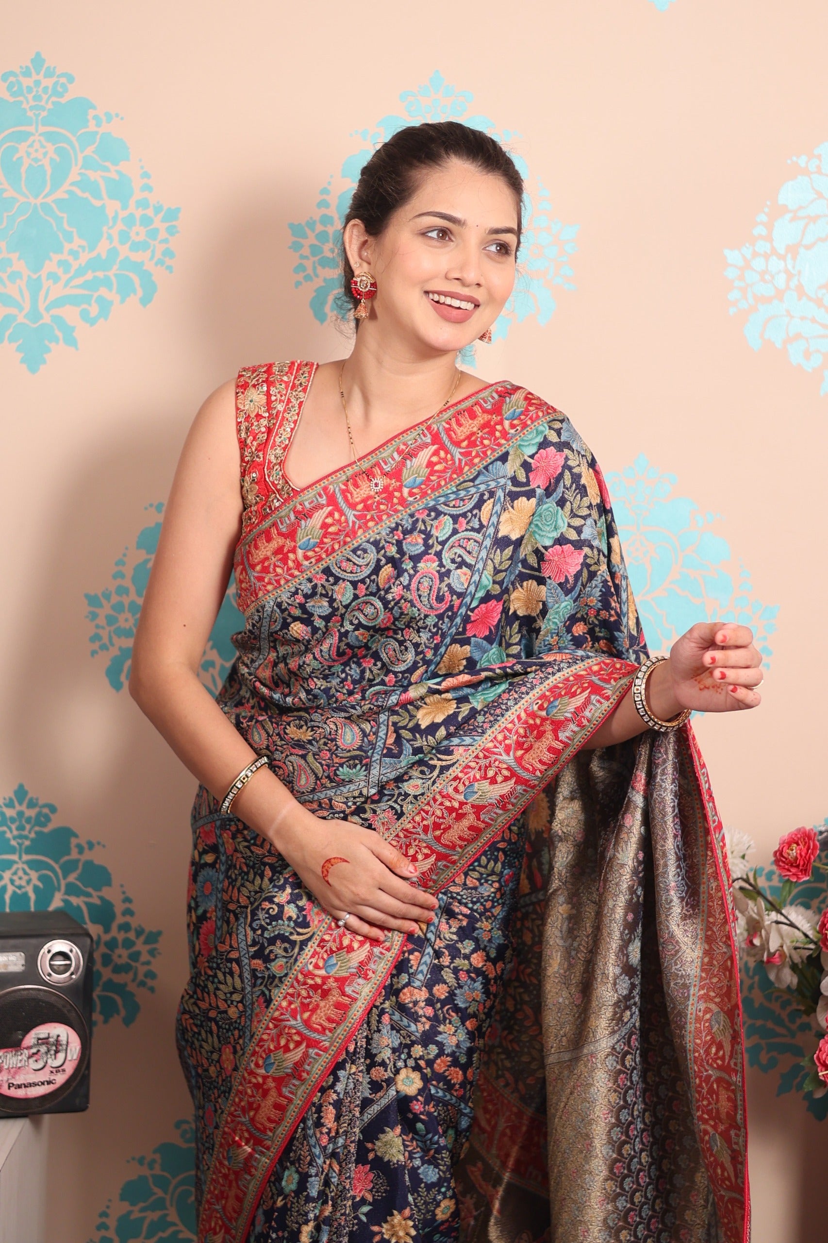 Pure viscos silk position pashmina saree with Pure Jari weaving work with blouse piece&nbsp;