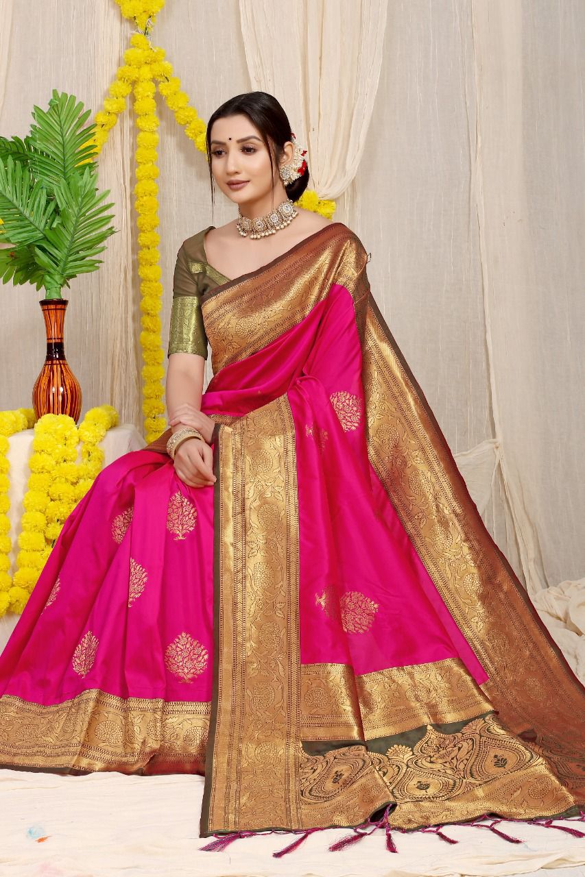 Pure silk handloom saree with Pure copper Jari  work
