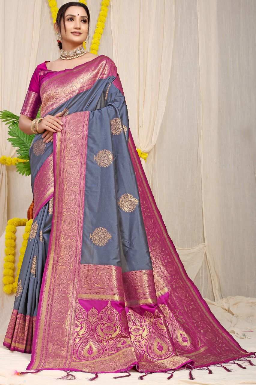 Pure silk handloom saree with Pure copper Jari  work