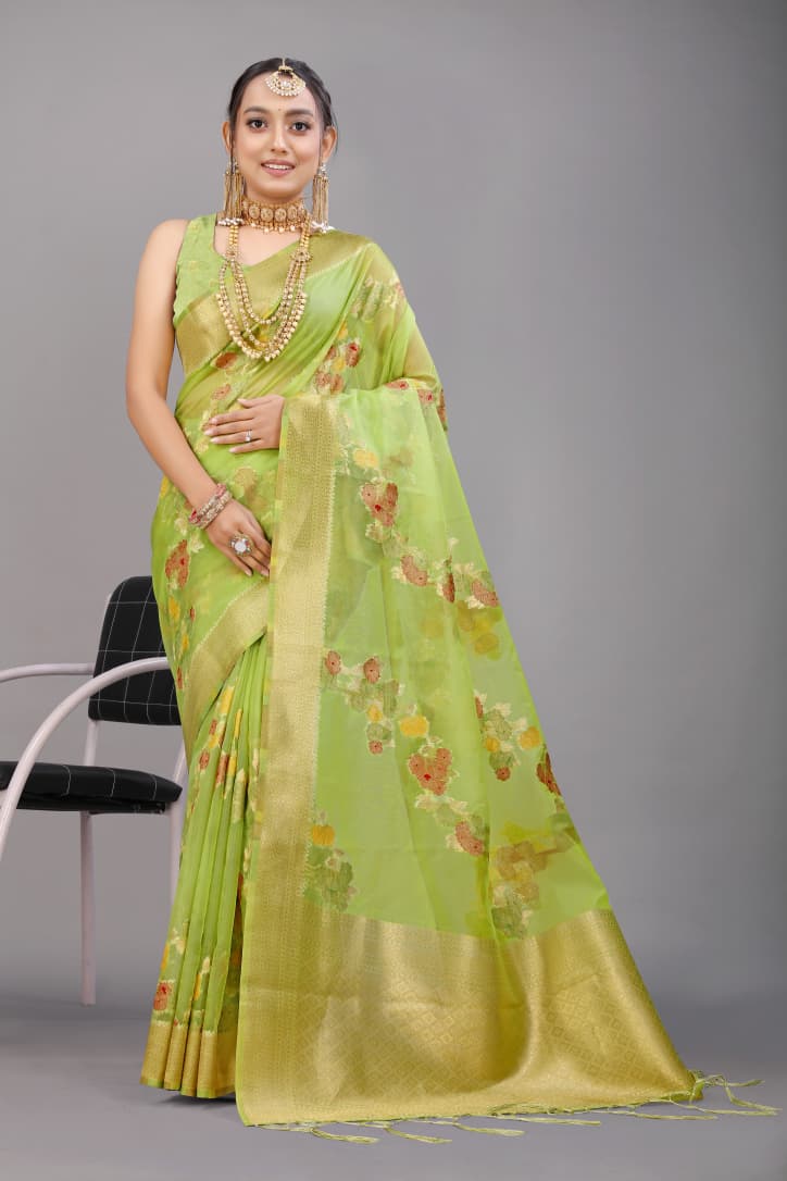 Pure organza Silk With gold jari