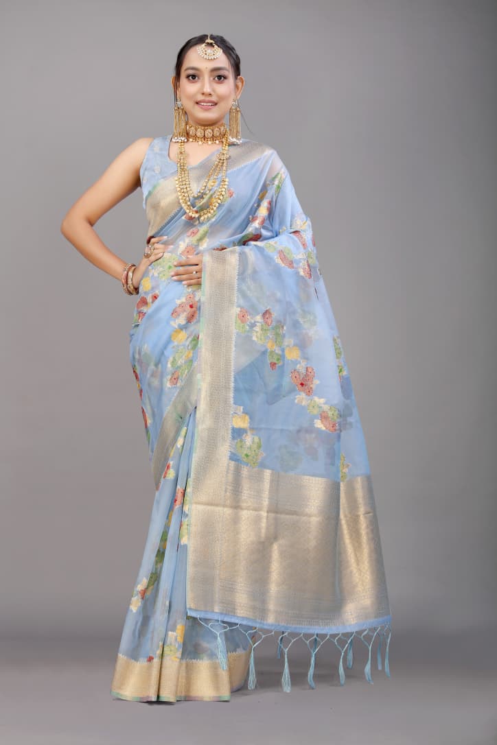 Pure organza Silk With gold jari