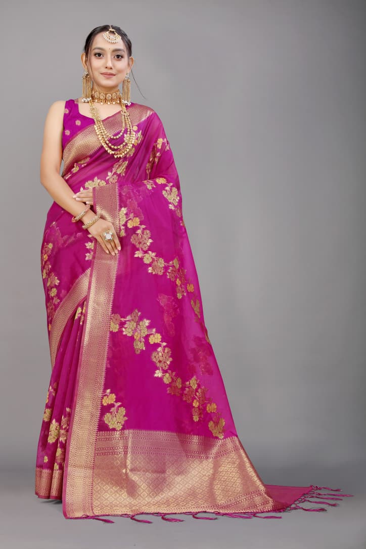 Pure organza Silk With gold jari