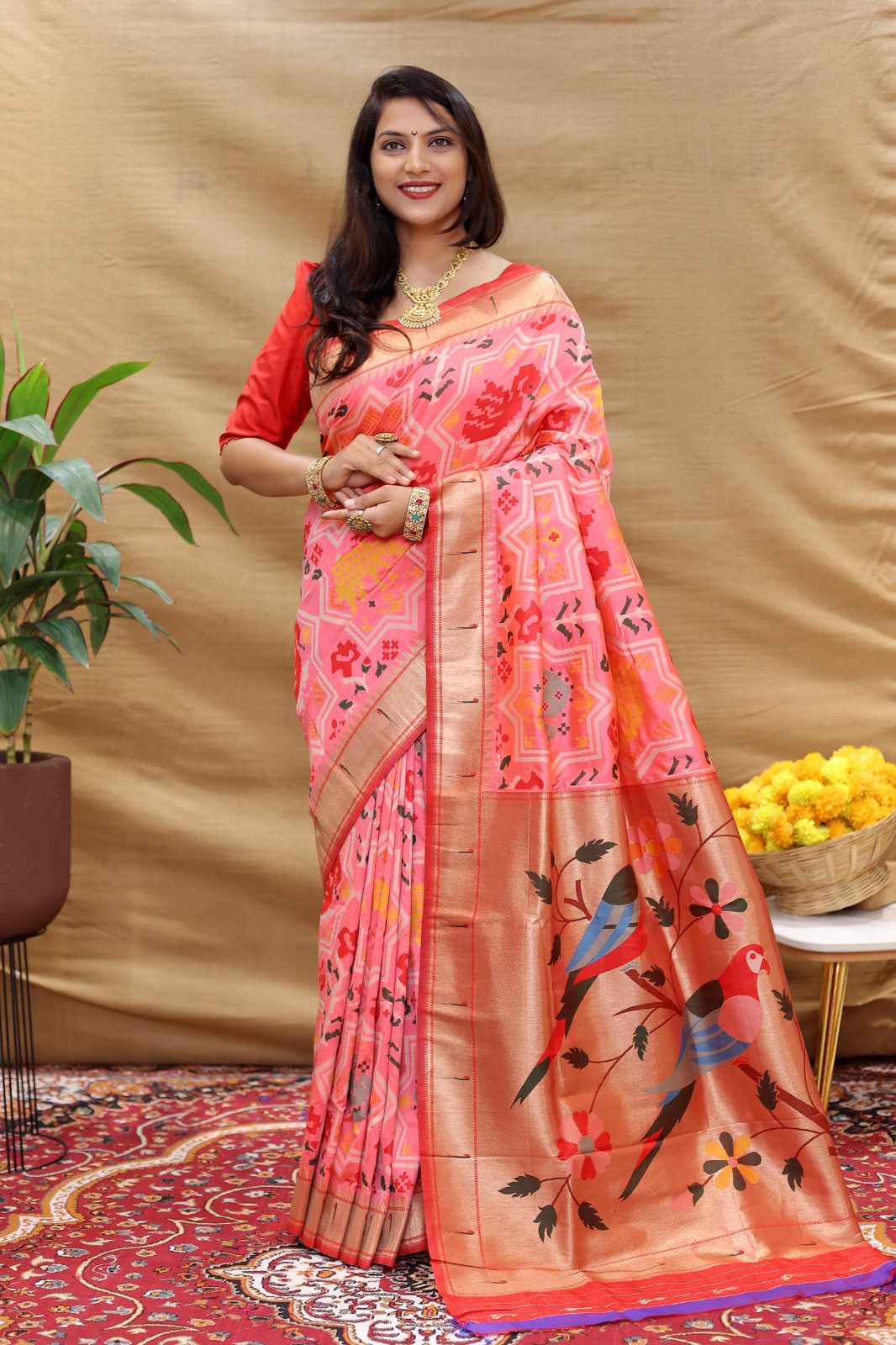 BEAUTIFUL SOFT PURE SILK Paithani SAREE WITH BEAUTIFUL  WEAVING RICH PALLU With Meenakari work