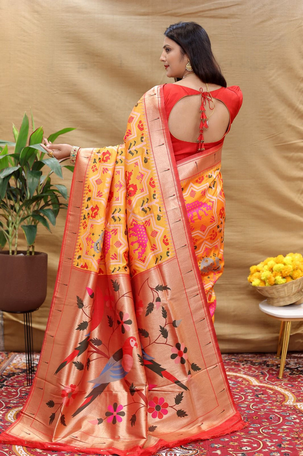 BEAUTIFUL SOFT PURE SILK Paithani SAREE WITH BEAUTIFUL  WEAVING RICH PALLU With Meenakari work