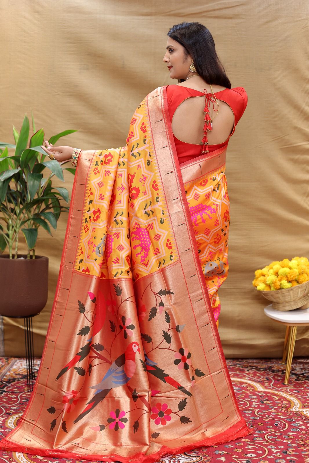 BEAUTIFUL SOFT PURE SILK Paithani SAREE WITH BEAUTIFUL  WEAVING RICH PALLU With Meenakari work