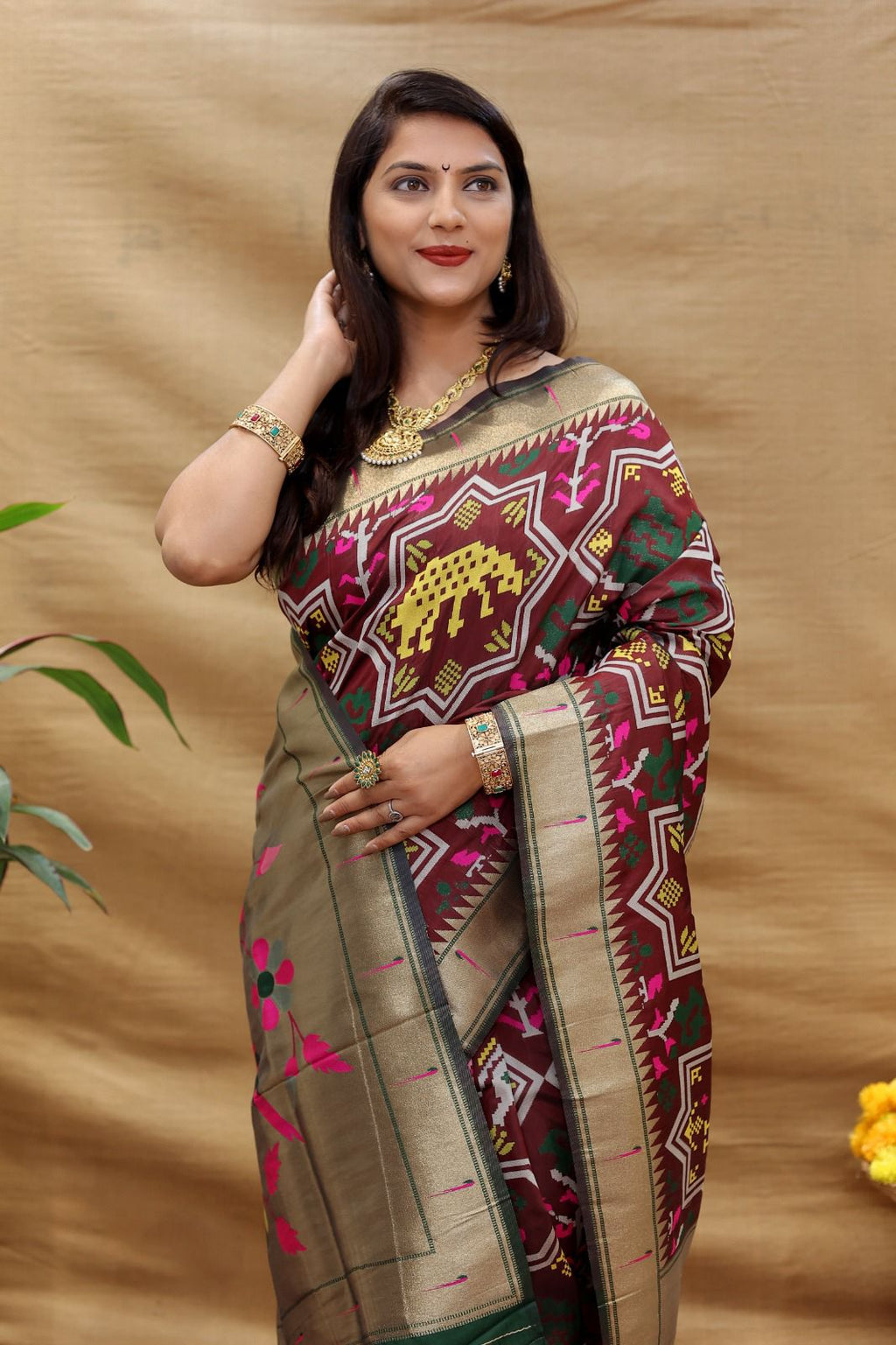 BEAUTIFUL SOFT PURE SILK Paithani SAREE WITH BEAUTIFUL  WEAVING RICH PALLU With Meenakari work