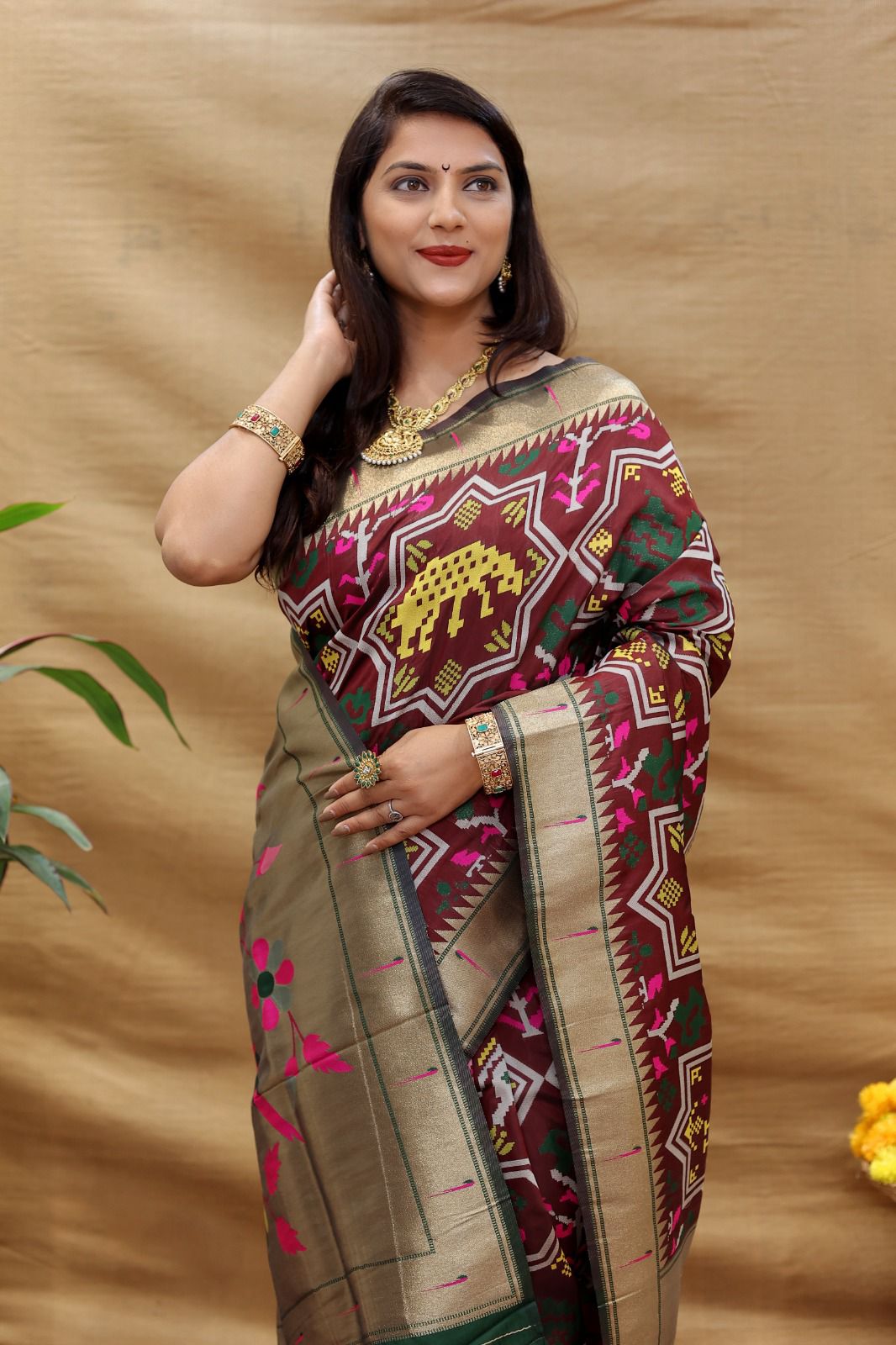 BEAUTIFUL SOFT PURE SILK Paithani SAREE WITH BEAUTIFUL  WEAVING RICH PALLU With Meenakari work